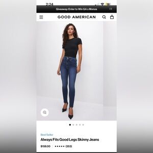 NWT Good American Always Fits Good Legs Skinny Jeans